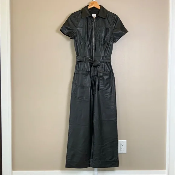 Anthropologie The Colette Weekend Jumpsuit by Maeve: Faux-Leather Edition - Picture 7 of 16